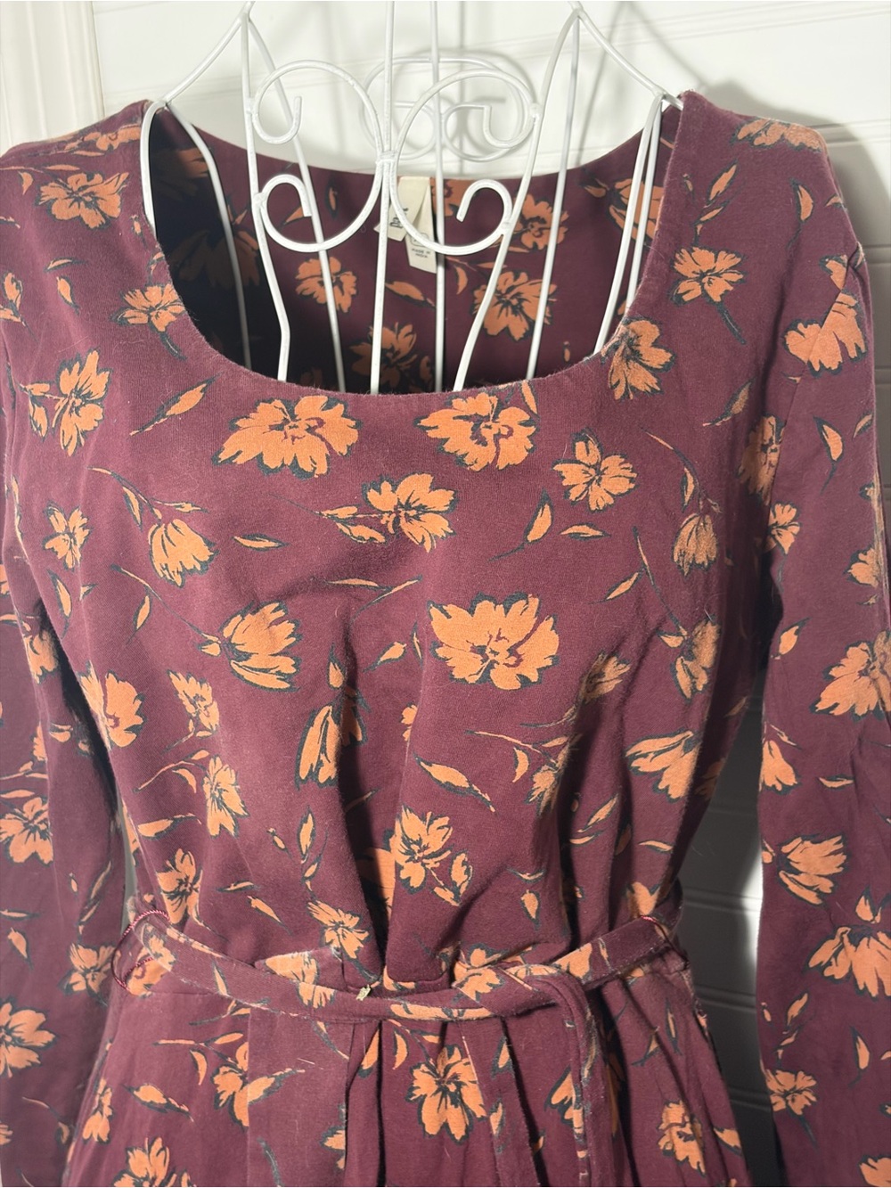 Pact Plum Long-Sleeve Floral Tie-Waist Dress - Picture 3 of 8